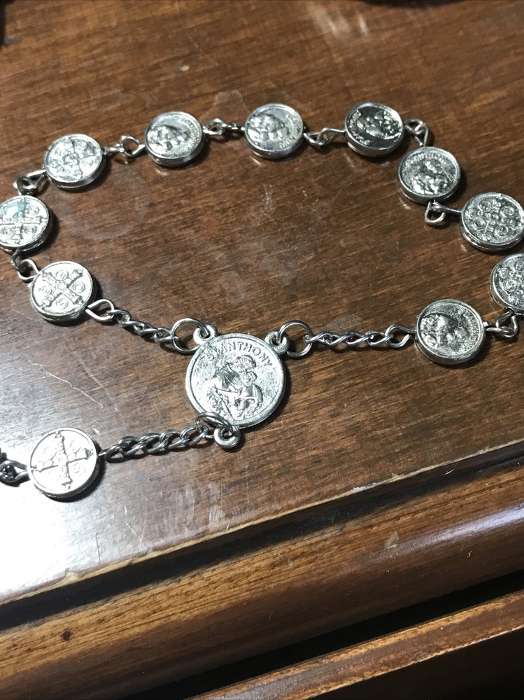 St Anthony Pray For Us Silver Beads Chaplet