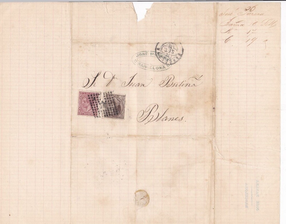 Spain 19th centuary stamps cover Ref 8412