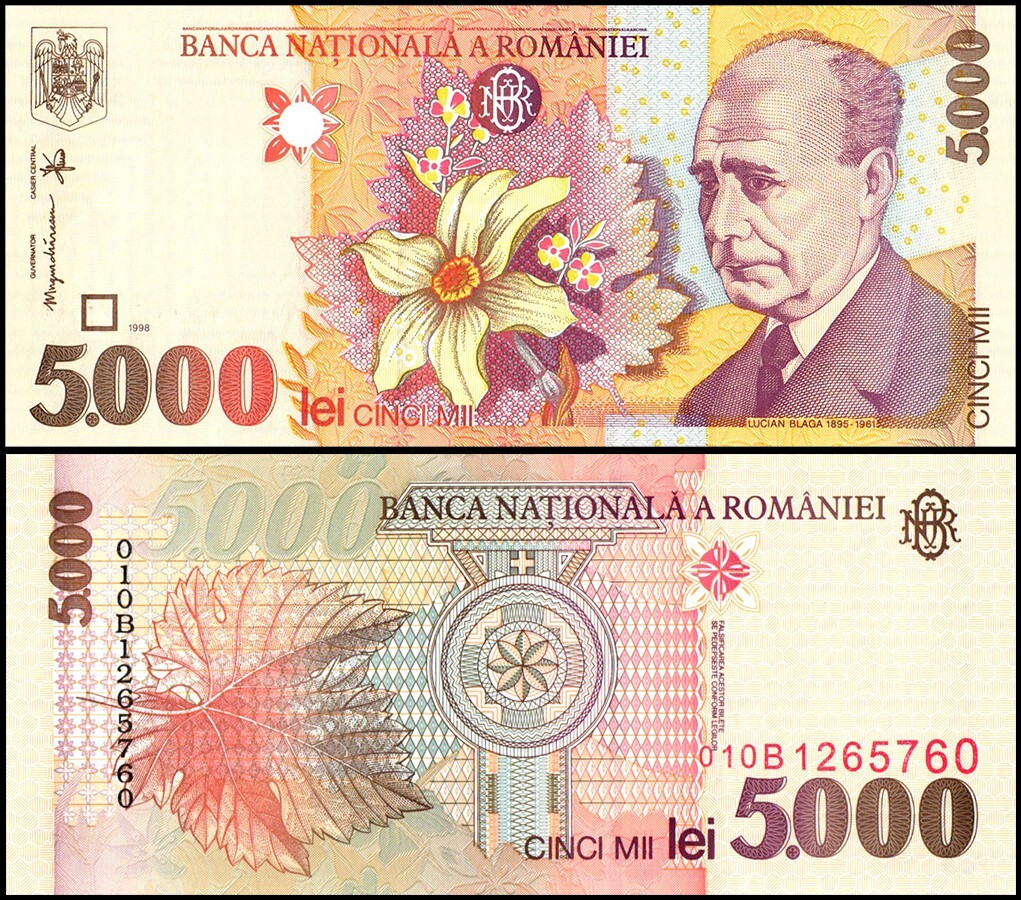 Romania 5000 Lei, 1998, P-107b, UNC