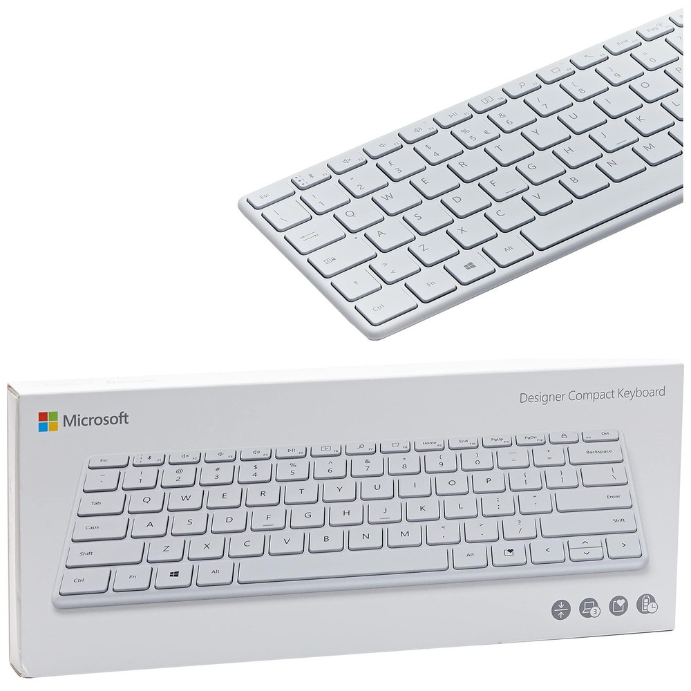 Microsoft Designer Compact Keyboard Ultra-Slim Portable Wireless Bluetooth
