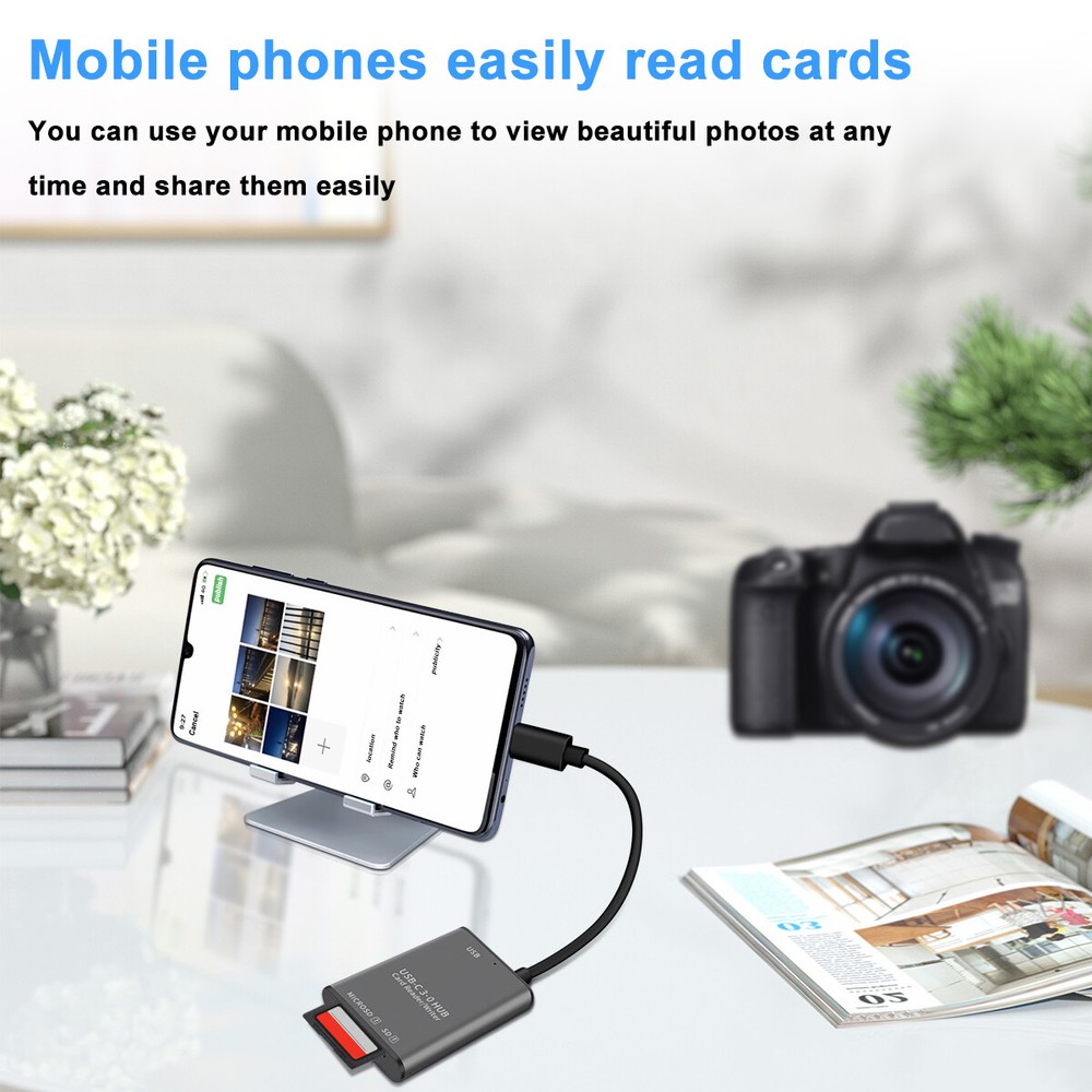 2x 3 in 1 USB C to SD Card Reader Writer OTG Adapter Micro SD Memory Card Reader