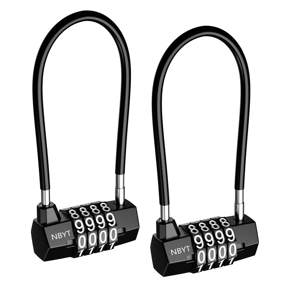 2 PCS Long Shackle Combination Padlock, Cable Locks with 4 Digit Combination,...