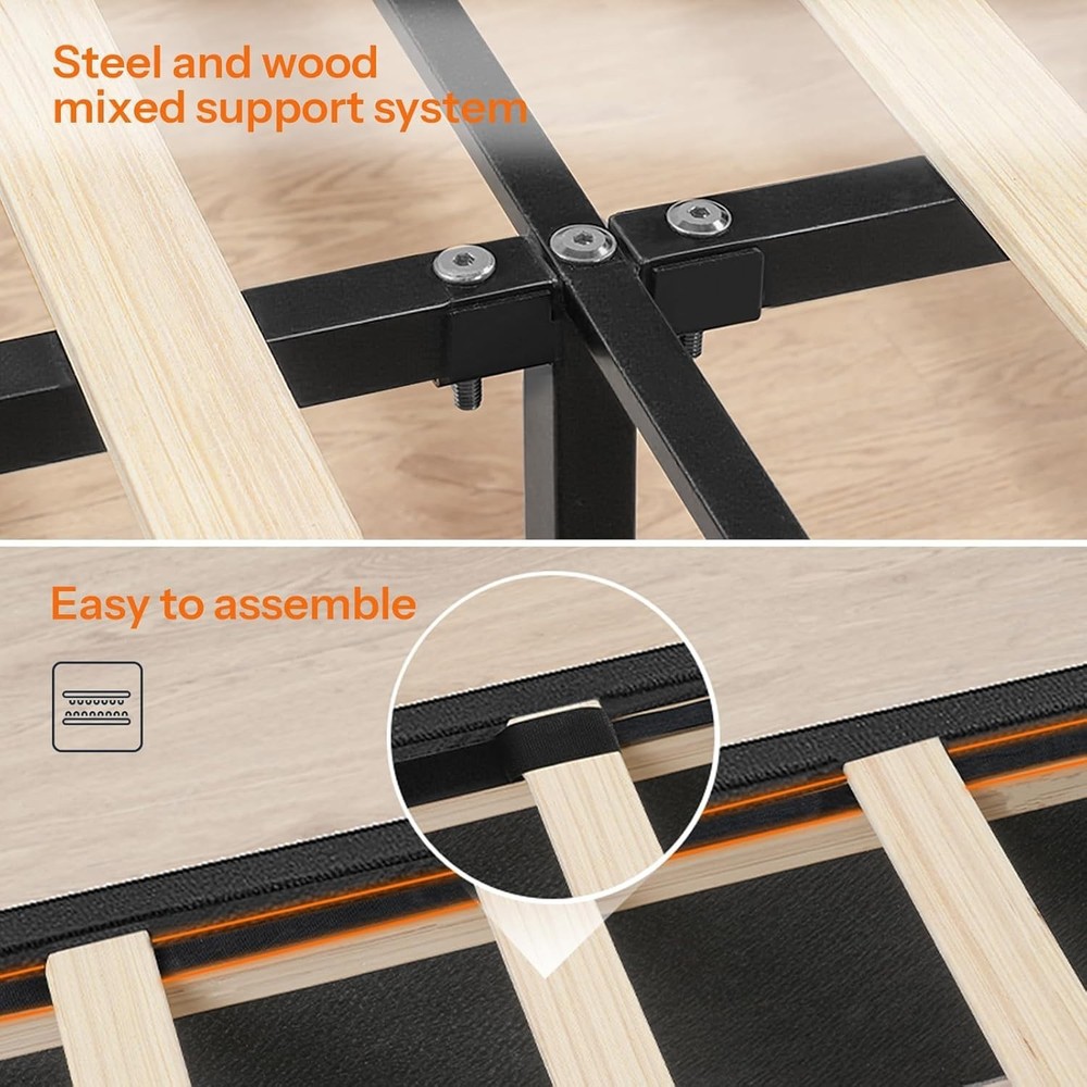 Queen Bed Frame with Headboard Upholstered Bed Frame Metal Platform Frame