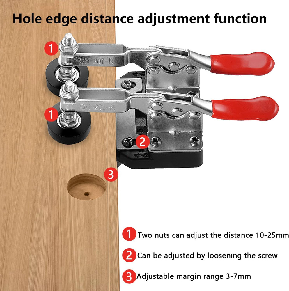Concealed Positioning Hinge Hole Punch, 35Mm Door Hinge Jig with 2 Retaining Cli