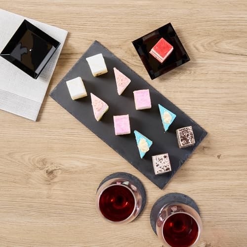 Restaurantware Rectangle Slate Platter 4 Count 11.8 x 5.9 Inch Scratch-Resistant