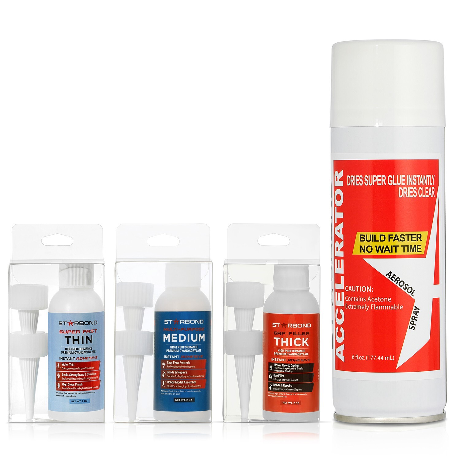 Starbond 2 oz. Thin, Medium, Thick Superglue (CA Glue) and 6 oz. Accelerator Kit