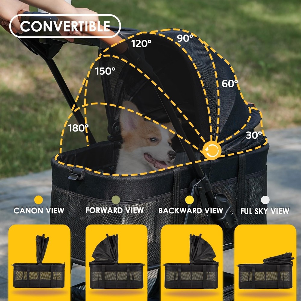3 in 1 Pet Stroller with Removable Carrier, Folding Stroller for Small/Medium...