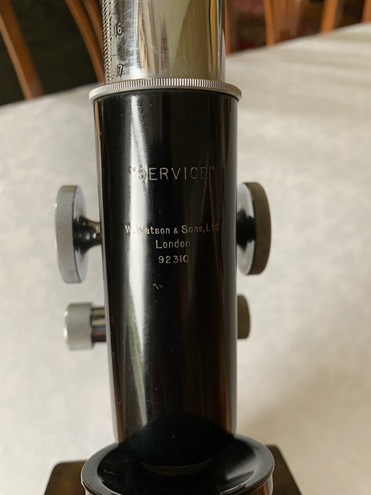 Vintage W. Watson & Sons Ltd - Service Model Microscope - #92310 c1948, Cased