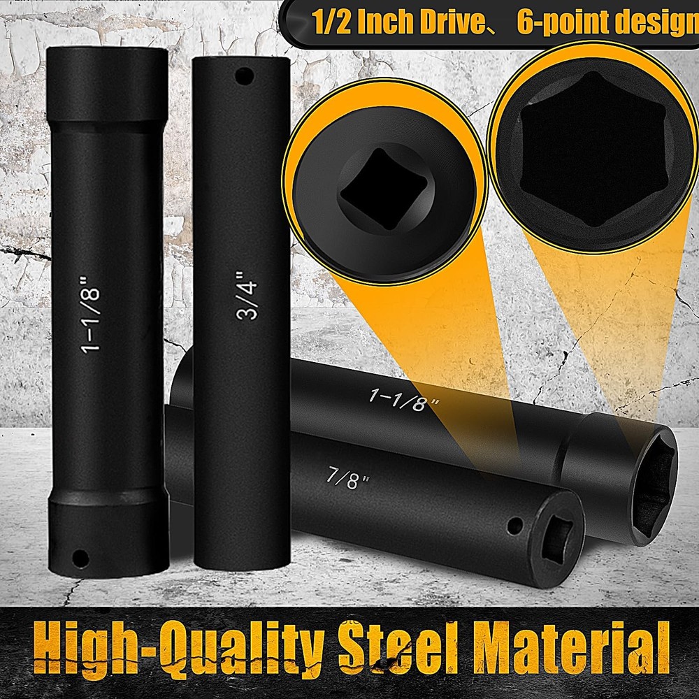 1/2 Inch Drive Extended Length Impact Socket Set 6Pcs, Extra Deep Set...
