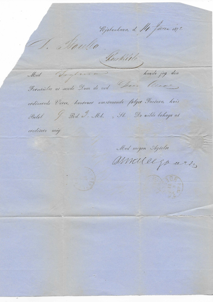Denmark 1872 Cover to Roeskilde
