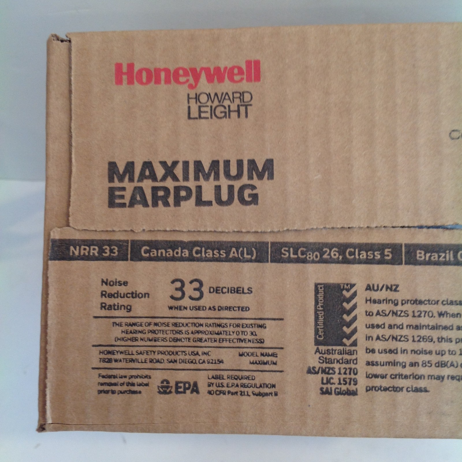 Howard Leight Max-1 MXM-1 Uncorded Earplugs Foam NRR 33 dB Orange 200 Pair Box