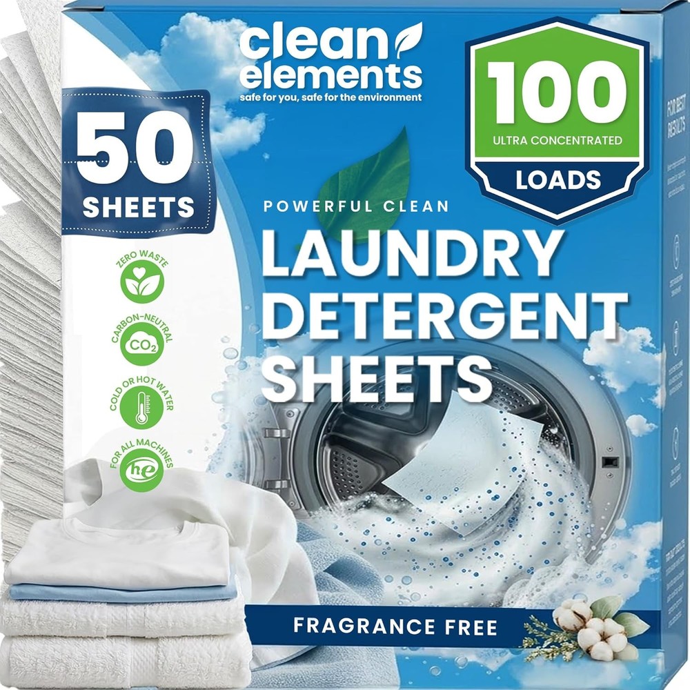 Laundry Deternt Sheets Fragrance Unscented, Eco Earth Friendly