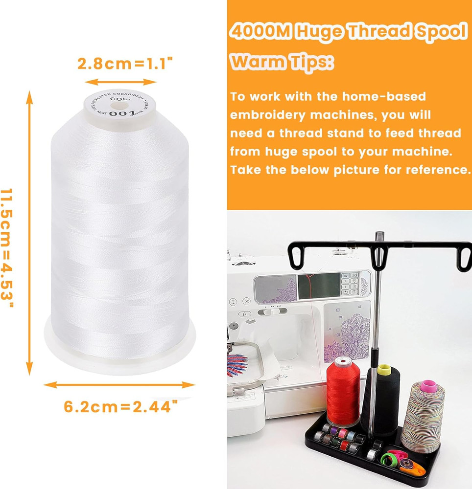 - Single Huge Spool 4000M Each Polyester Embroidery Machine Thread 40WT for Comm