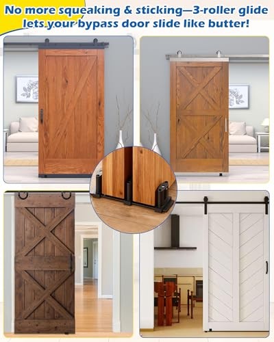 3-Roller Adjustable Sliding Closet Door Floor Guide 3-Roller Guide - 1 Pack