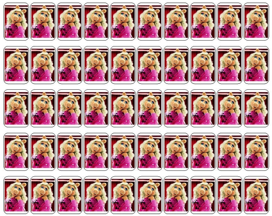 50 Miss Piggy Envelope Seals / Labels / Stickers, 1" by 1.5"