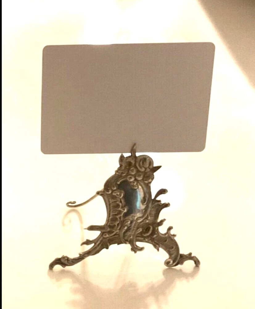 silver German solid silver card menu or name Holder Rococo 10/PS