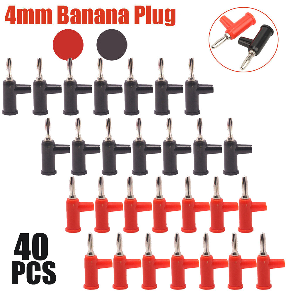 40pcs 4mm Banana Plug Stackable Solderless Banana Plug Connector for Security