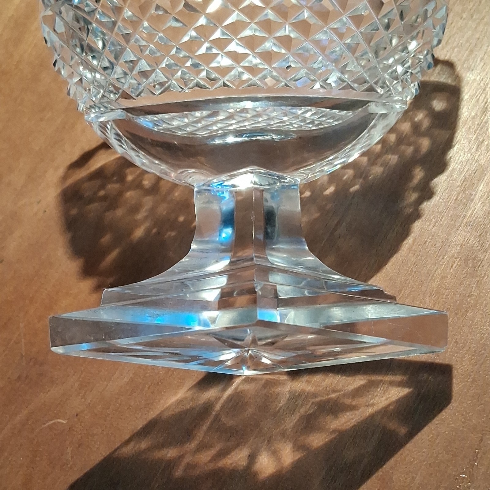 Antique ANGLO IRISH Crystal Georgian NAVETTE GLASS SALTER DISH