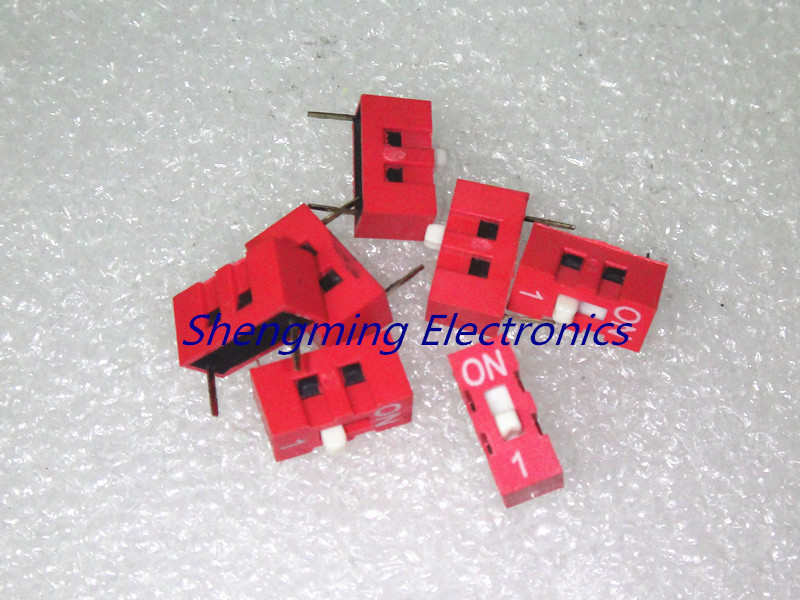 100PCS Slide Type Switch Module 1-Bit 2.54mm 1 Position Way DIP-2 Red Pitch