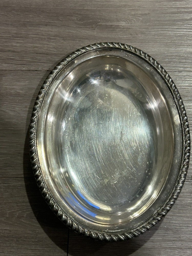Vintage Gregorian Silver Tone Oval Bowl