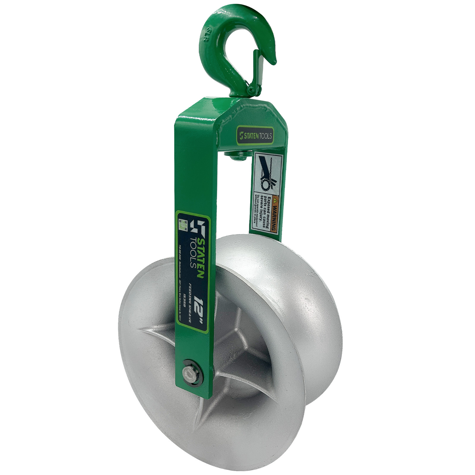 Staten Tools 651 Cable Puller Sheave, Hook, Wire, 12 In Diameter 6500lb