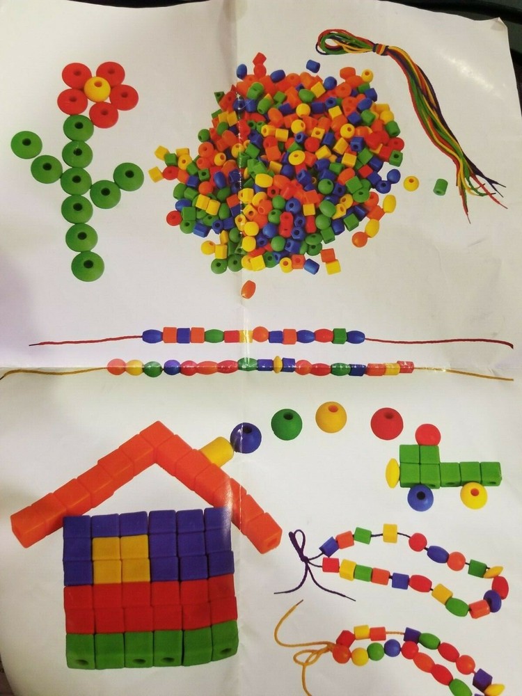 Skoolzy Beads Toddler Lacing String Beads W/String Tote