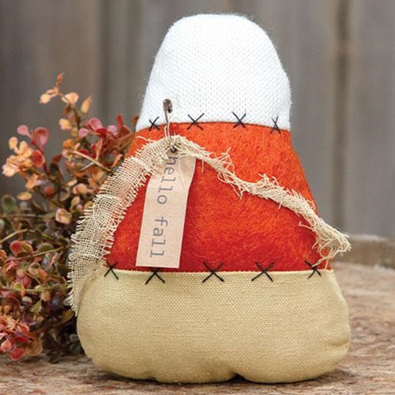 CWI Halloween Decor - Prim Hello Fall Fabric Felt Stuffed Candy Corn