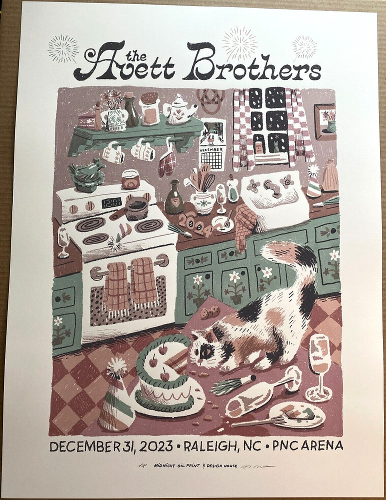 The Avett Brothers NEW YEARS EVE NYE RALEIGH NC 2023 AP VIP SHOW Poster SIGNED