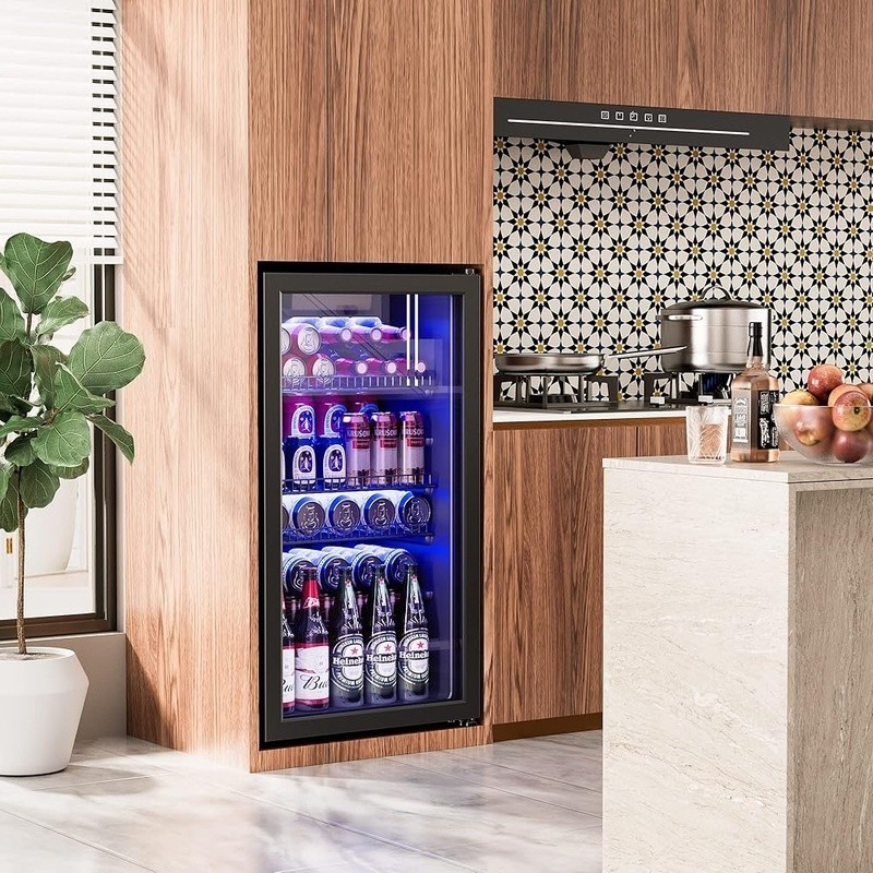 Beverage Refrigerator Cooler Adjustable Shelves Quiet Cooling System LED Display
