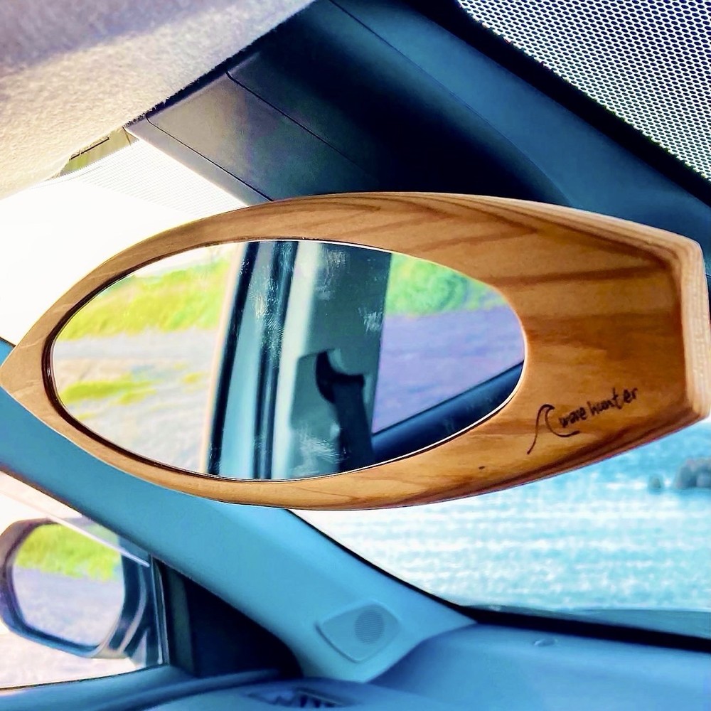 Surfboard-shaped rearview mirror  handmade  Shortboard version