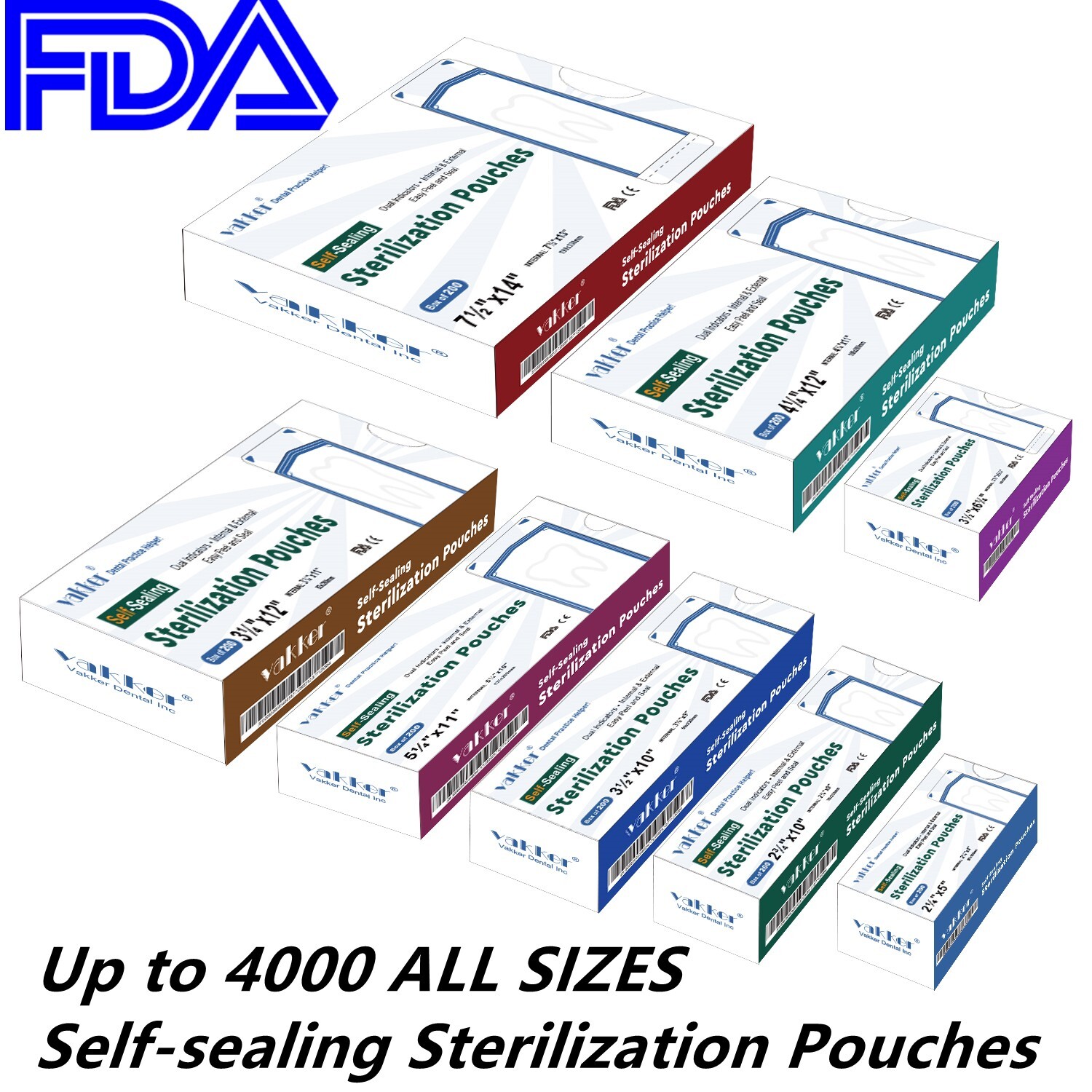 Dental Self Seal Sterilization Pouches, Autoclave Sterilizer Bags up to 4000