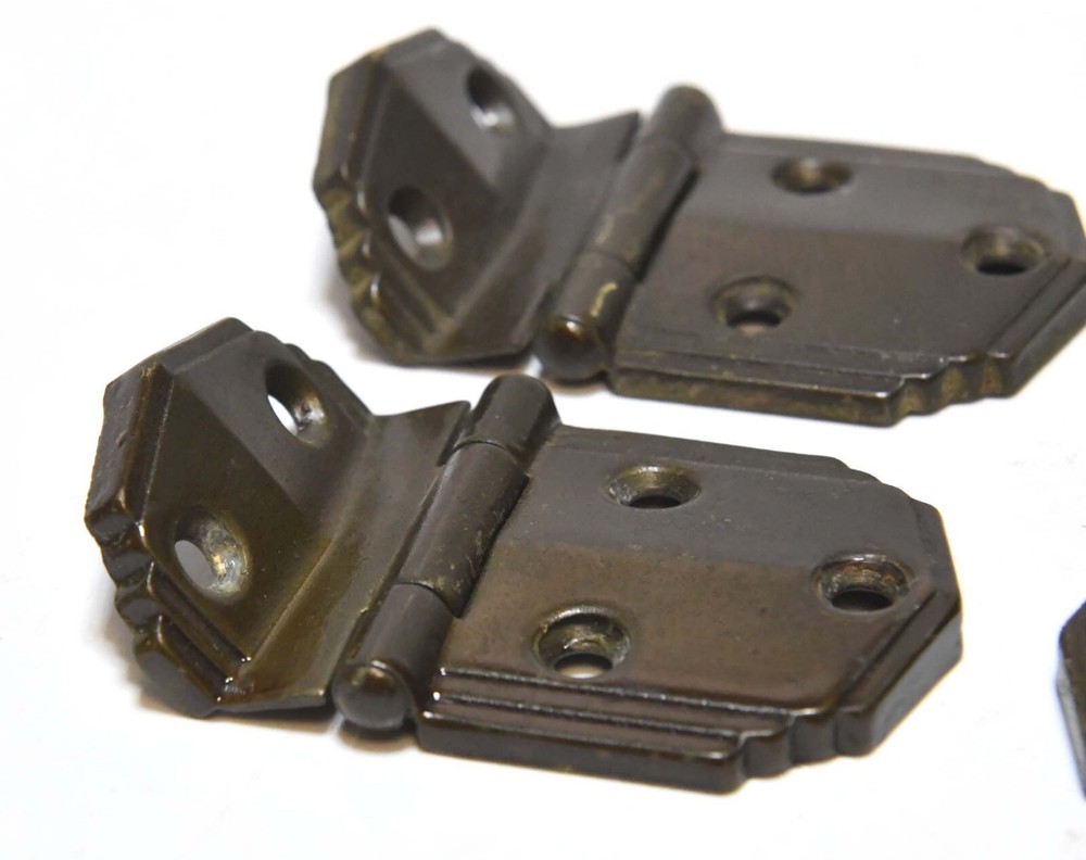 4 RETRO BRASS MCM LINEN CABINET OFFSET HINGES