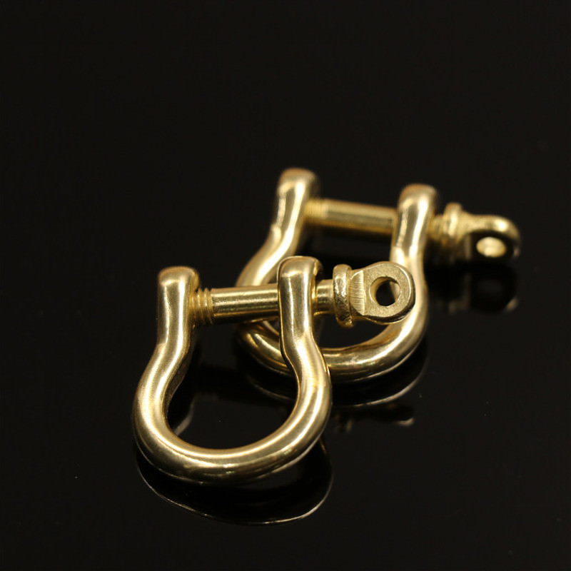 5Pieces Solid Brass D-Bow Shackle Screw Pin Attach Keychain Hook Leather Craft