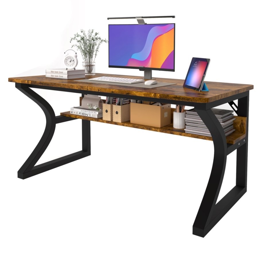 55 Inch Home Office Computer Desk Writing Work Study Table with Reinforcement