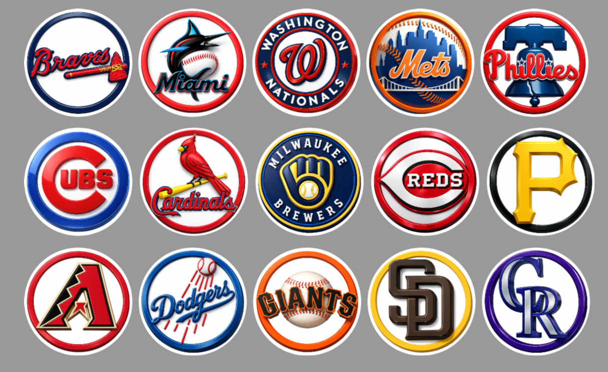 Handcrafted Baseball Team Magnets 0.9" FULL SET/ALL 30 TEAMS. For Fan Standings