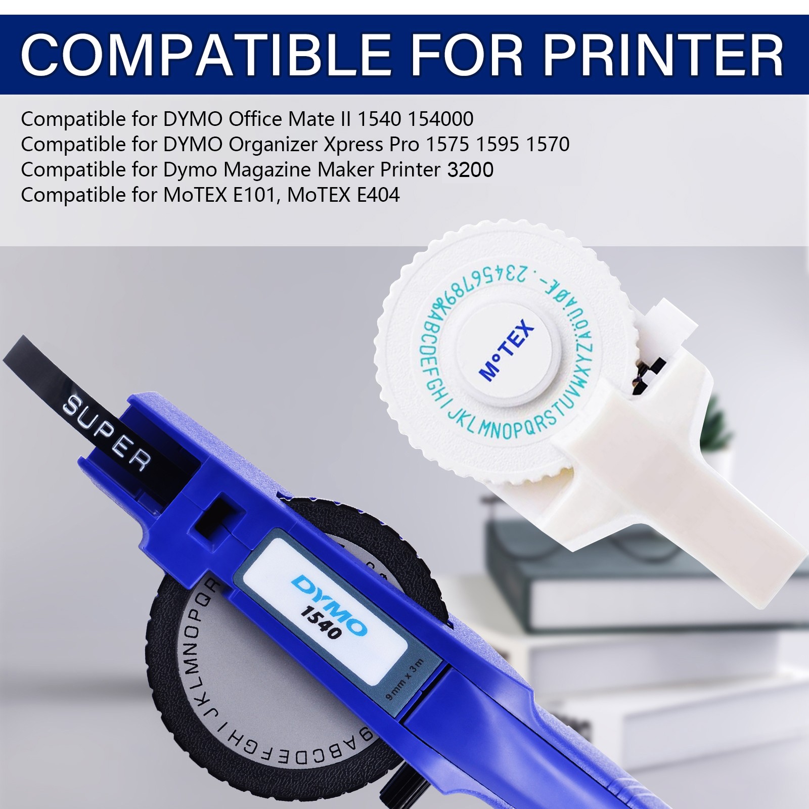 10PK For DYMO 3D Embossing Label Tape Organizer Xpress White on Black 12mm+9mm