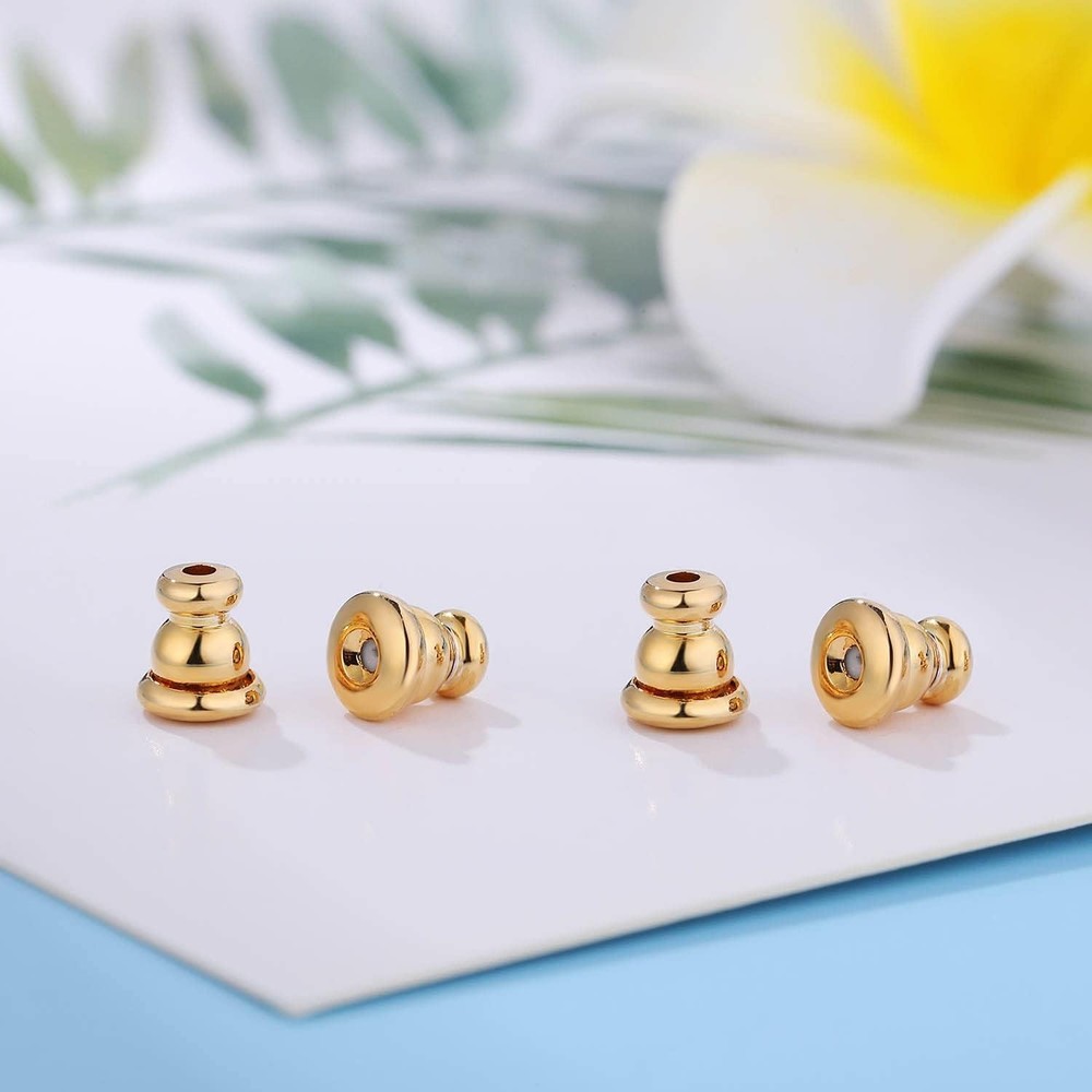 Locking Earring Backs for Studs, Hypoallergenic 18K Gold Bullet Earring Backs Re