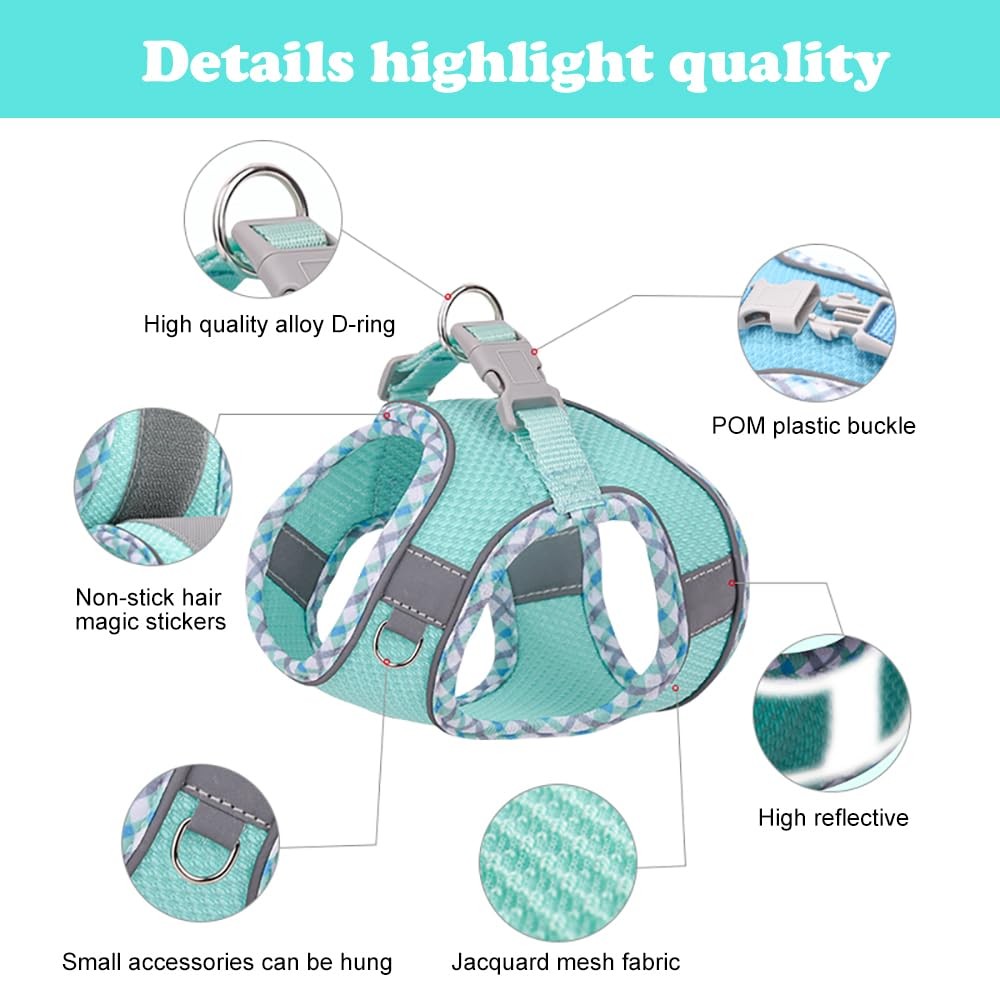 Dog Harness and Leash Set, No Pull Adjustable Reflective Pet Harness for Smal...
