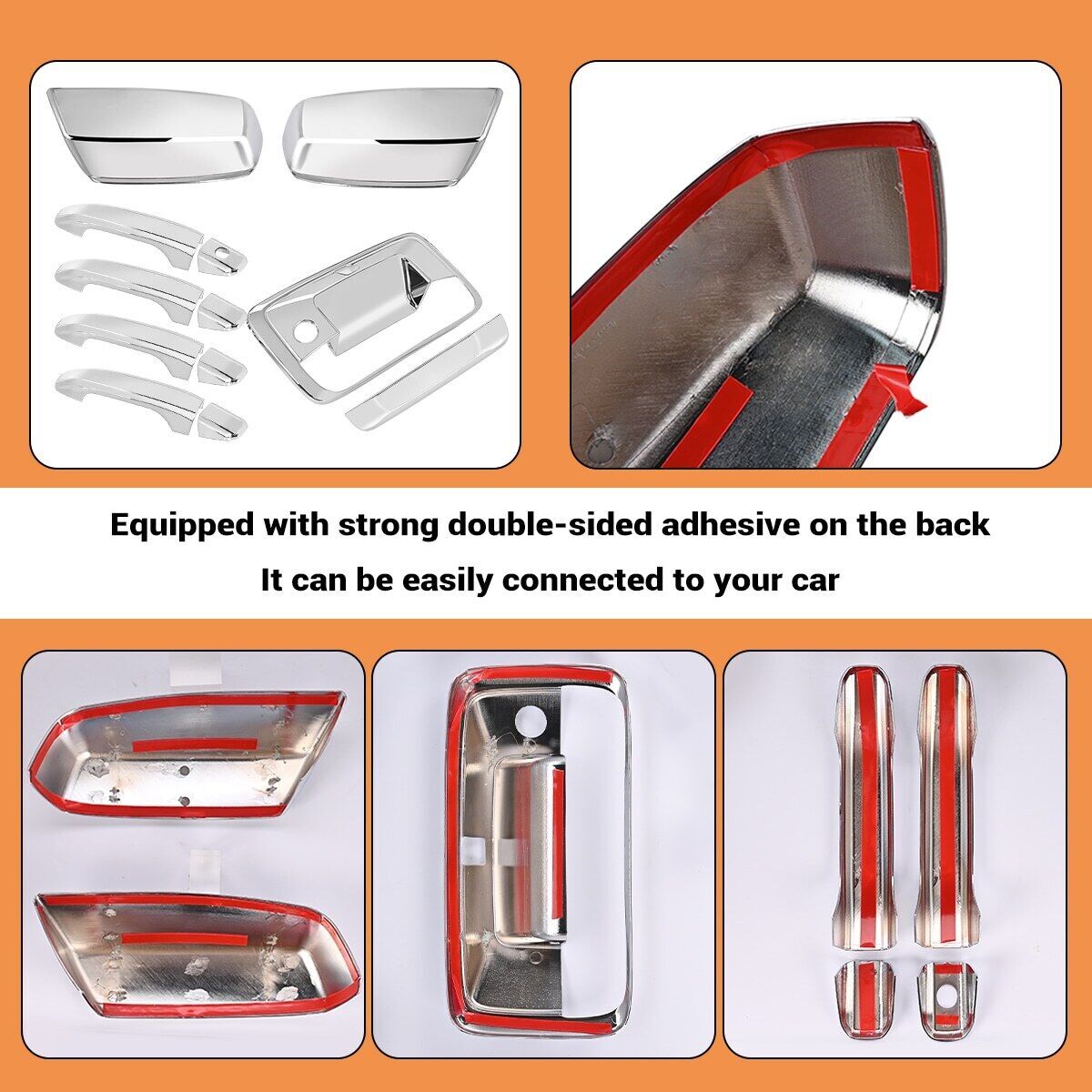 For Chevy Silverado 1500 14-19 Chrome Door Handle+Mirror+Tailgate Cover+Cam Hole