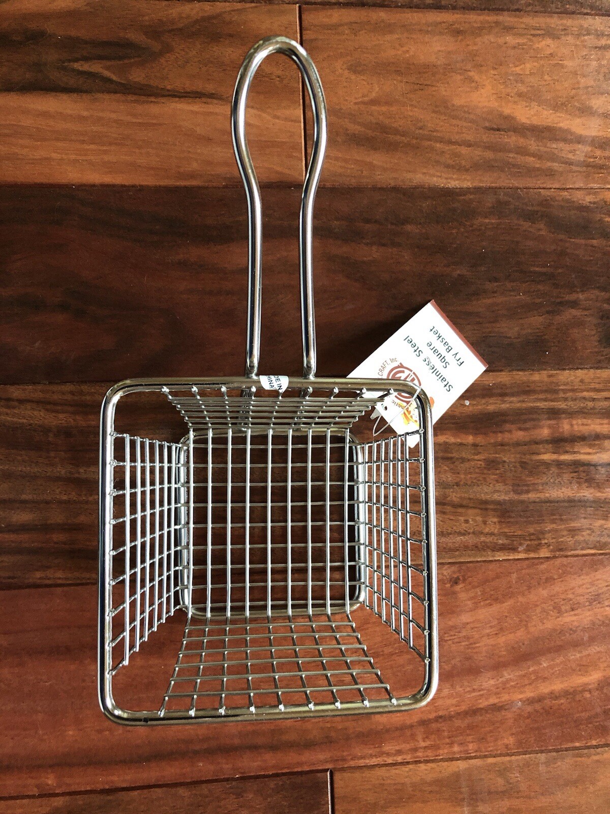 American Metalcraft FRYS443 Stainless Steel Square Fry Basket for serving 4x4x3