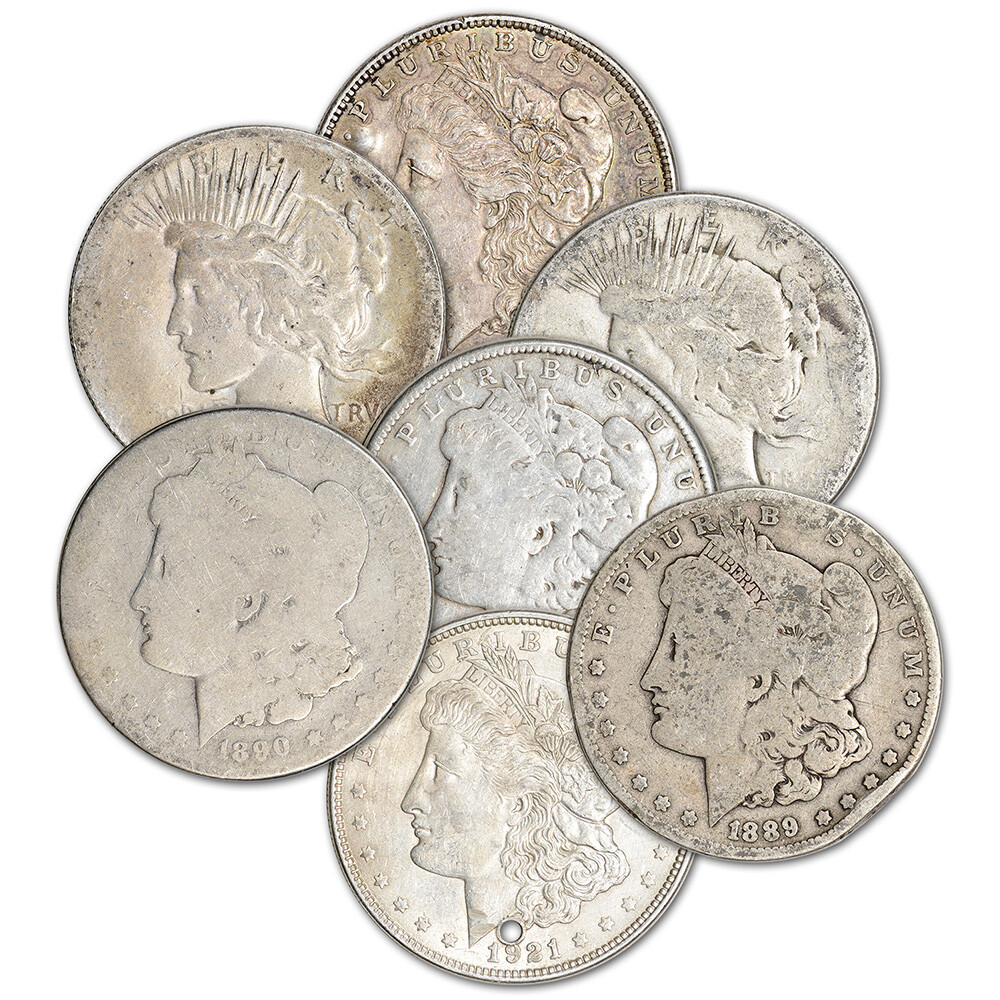 Morgan & Peace Silver Dollar Coin - Roll of 20 - Worse Than Cull - Random Date