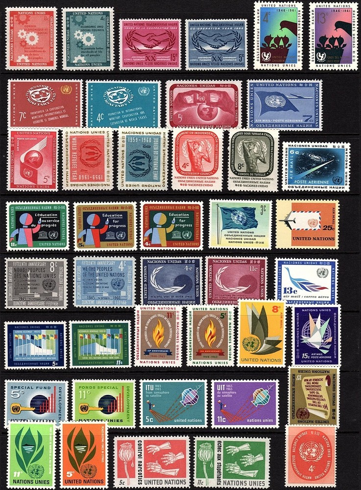 60 United Nations Mint Stamps MNH All different