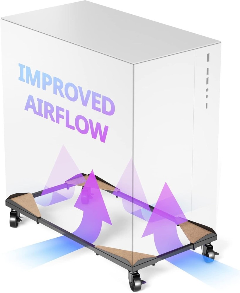 Adjustable Computer Cart with Open Structure for Dust Reduction and Stability