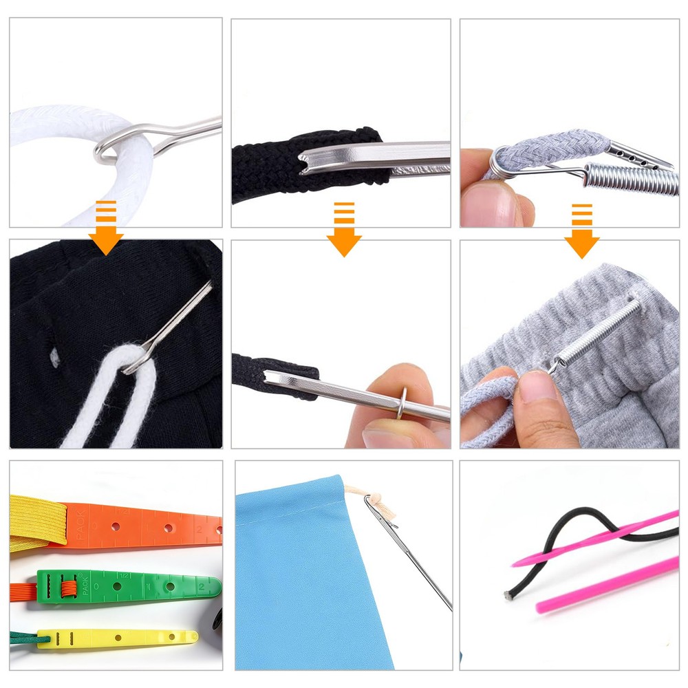 Drawstring Threader Tool Kit Elastic Cord Replacement Sewing Tools Coats Pants