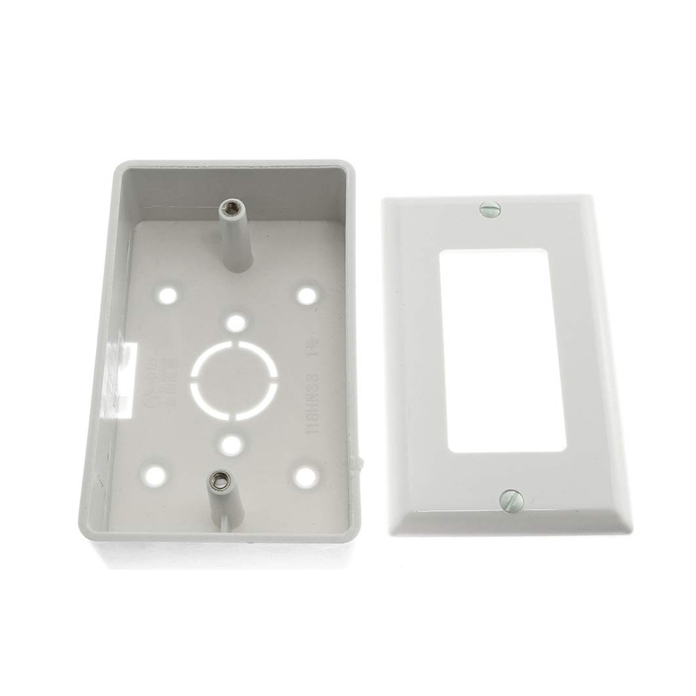 Surface Mounted Switch Socket Backbox with Single Gang Panel - 1 Pack