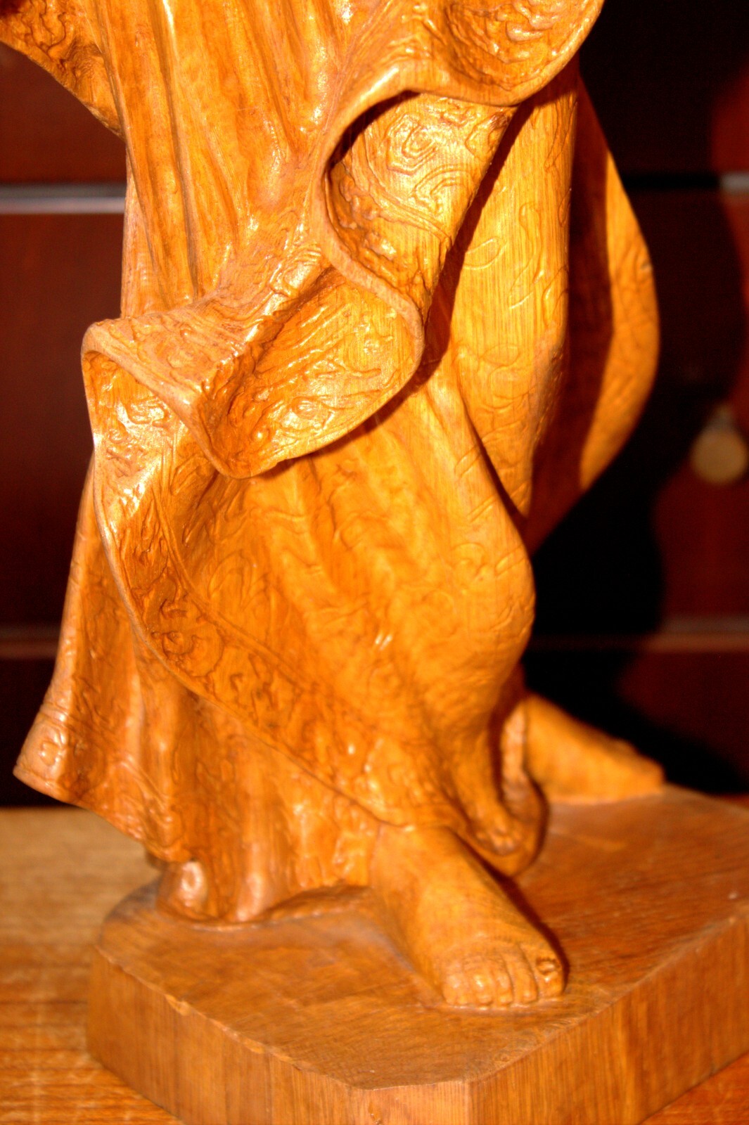 ANTIQUE 20" HAND CARVED WOOD CATHOLIC VIRGIN MARY OUR LADY JESUS STATUE FIGURE