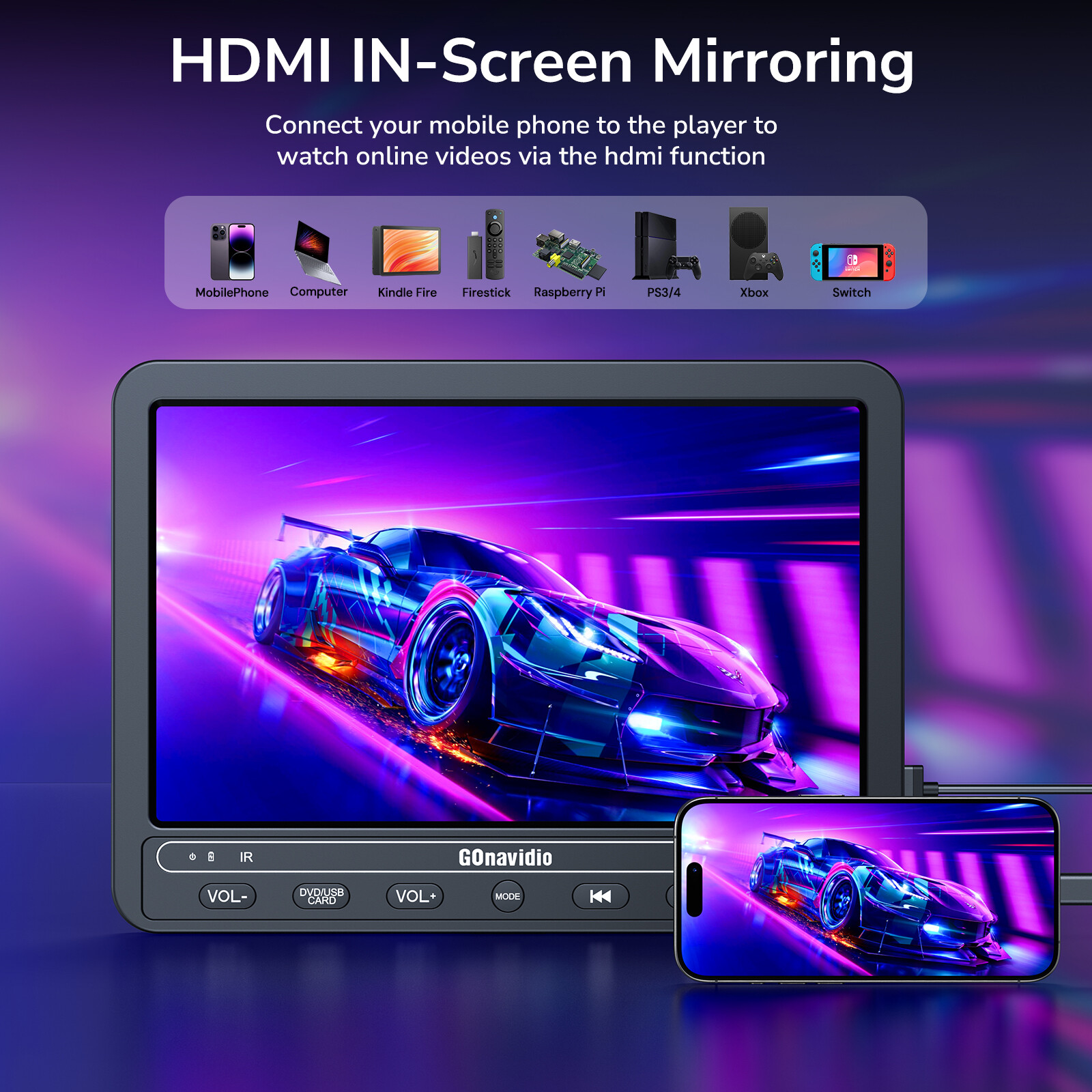 10.5" HD Car Headrest DVD Player Back Seat Monitor USB SD HDMI Memory W/ Headset