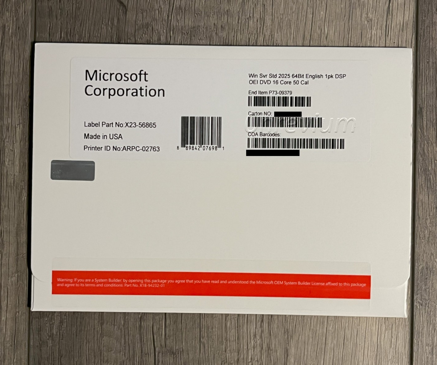 ~Win Server 2025 Standard x64 bit- 16 Core 50 CAL [Brand New] & HHD