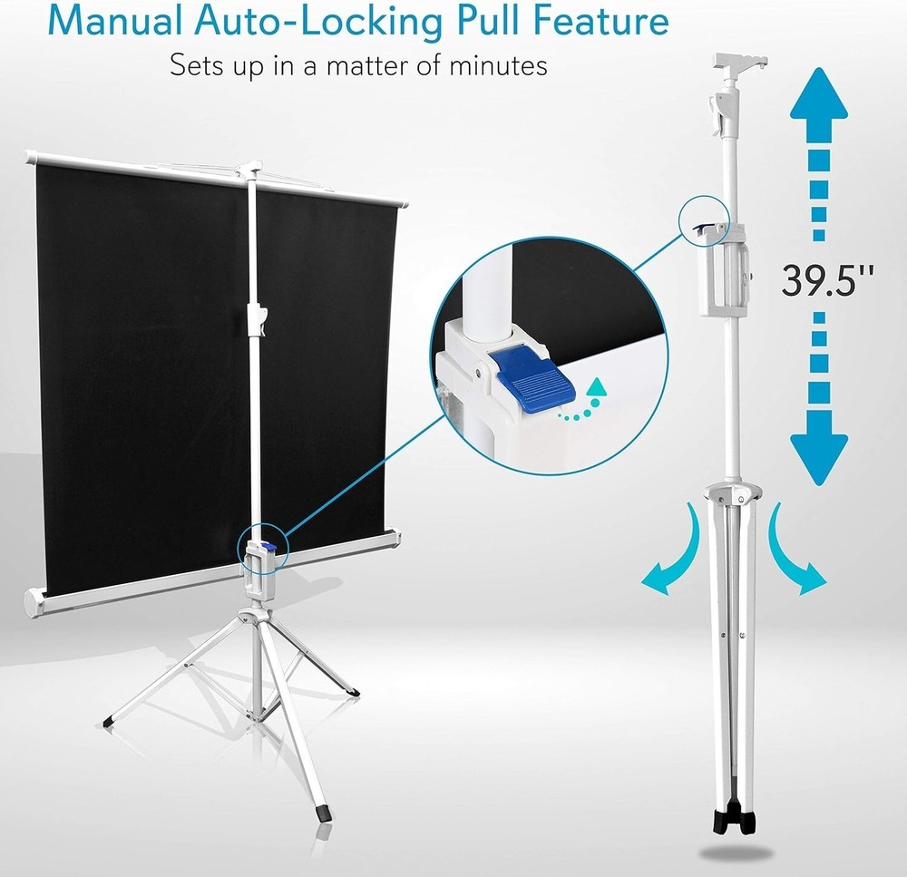 Portable Projector Screen Tripod Stand 50" Mobile Projection Screen Conference