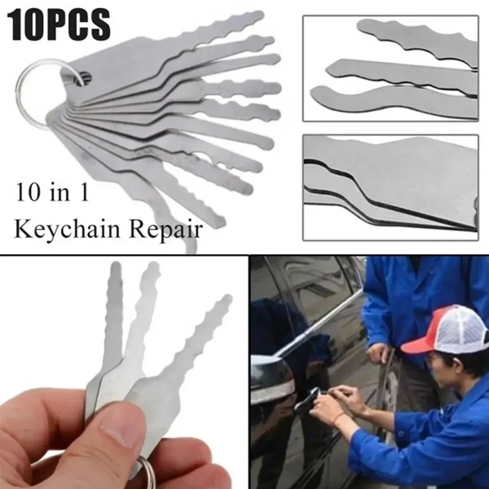 10Pcs Stainless Steel Master Key Skeleton Lock Shape Emergency Tool Replacement